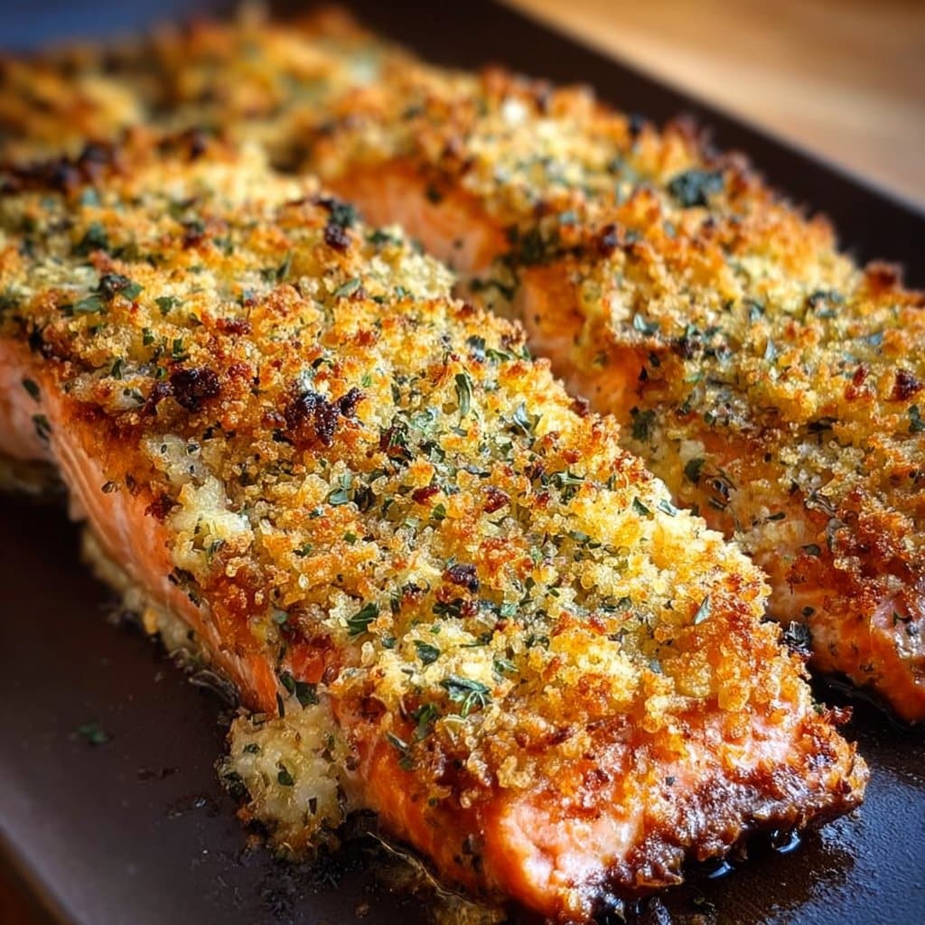 Irresistibly Crispy Parmesan Salmon Bake