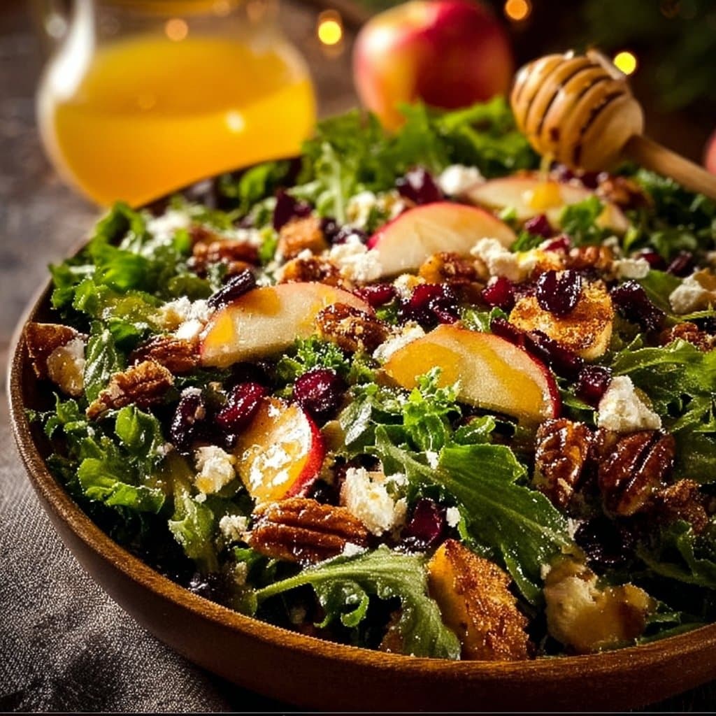 Christmas Salad with a Sweet & Savory Honey Mustard Dressing