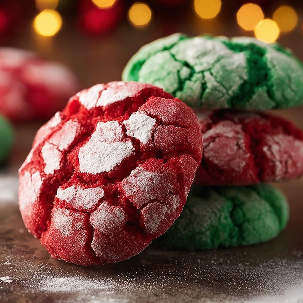 Festive Red and Green Crinkle Cookies