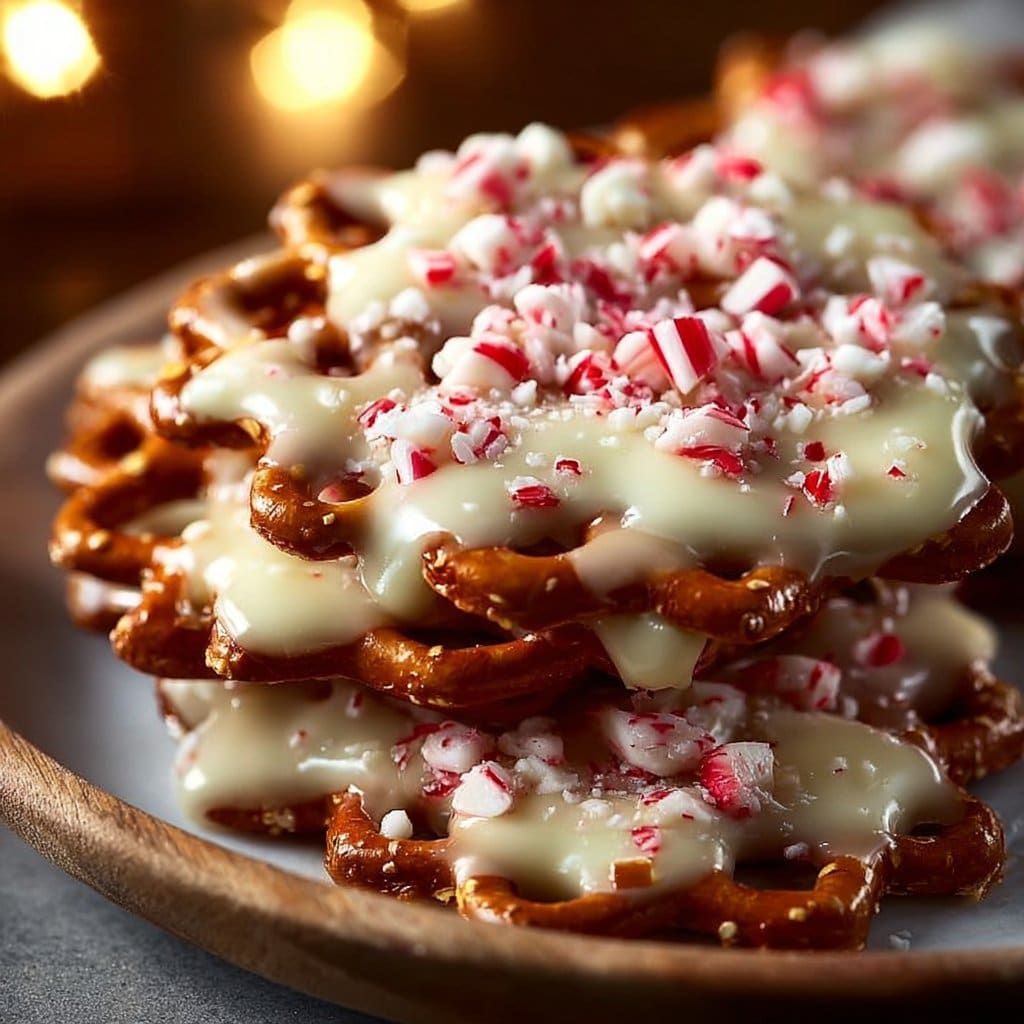 Easy White Chocolate Peppermint Pretzel Crisps