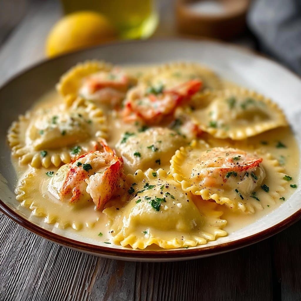 Lobster Ravioli in Lemon Butter Sauce 4 Lobster Ravioli in Lemon Butter Sauce