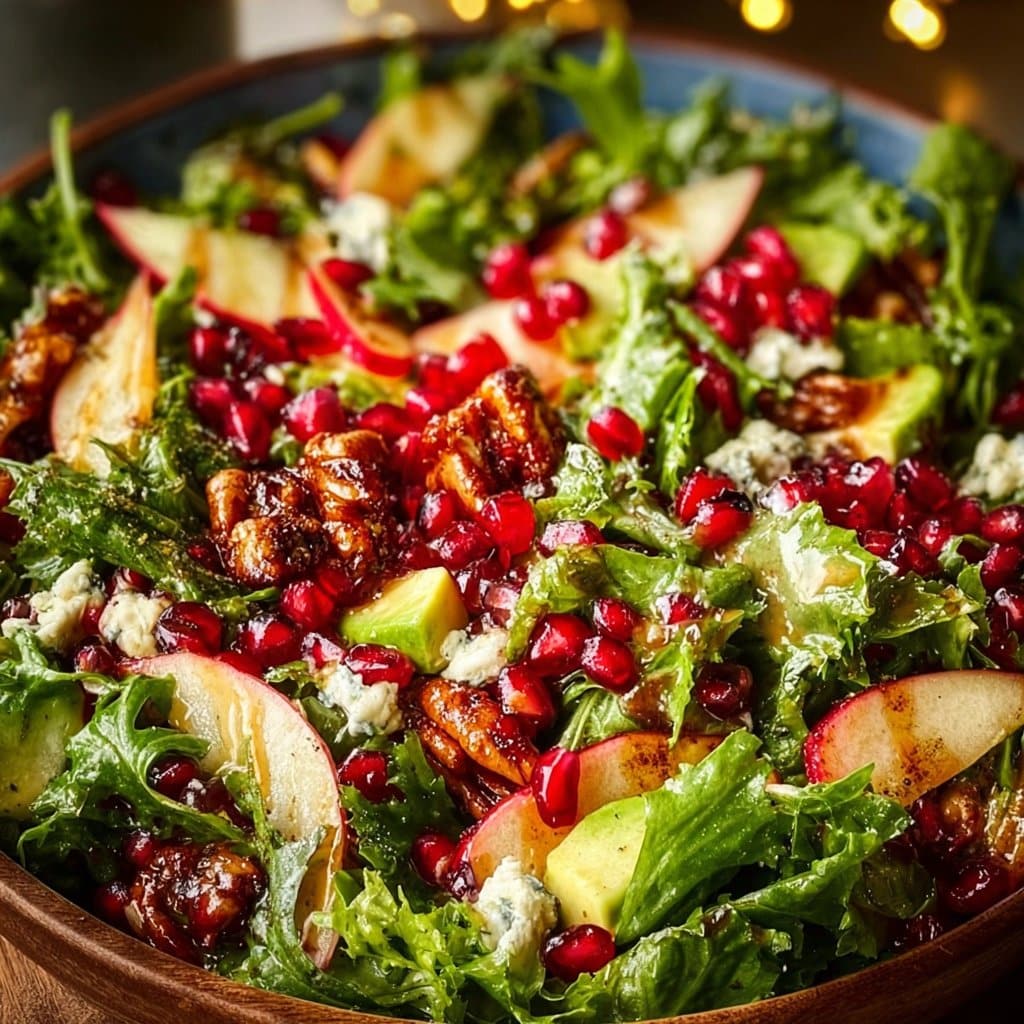 Pomegranate Christmas Salad With Honey Mustard Dressing