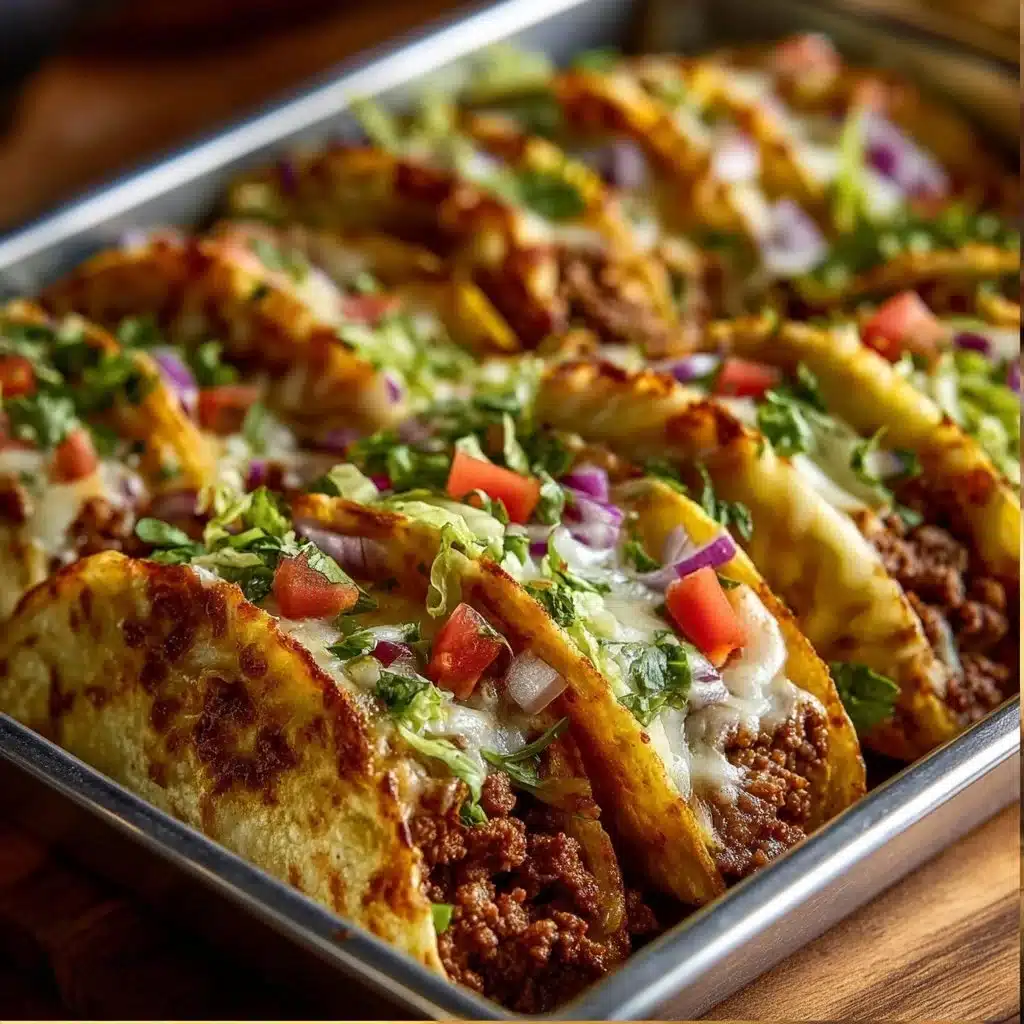Cheesy Oven-Baked Tacos 3 Plate of cheesy oven-baked tacos topped with fresh ingredients