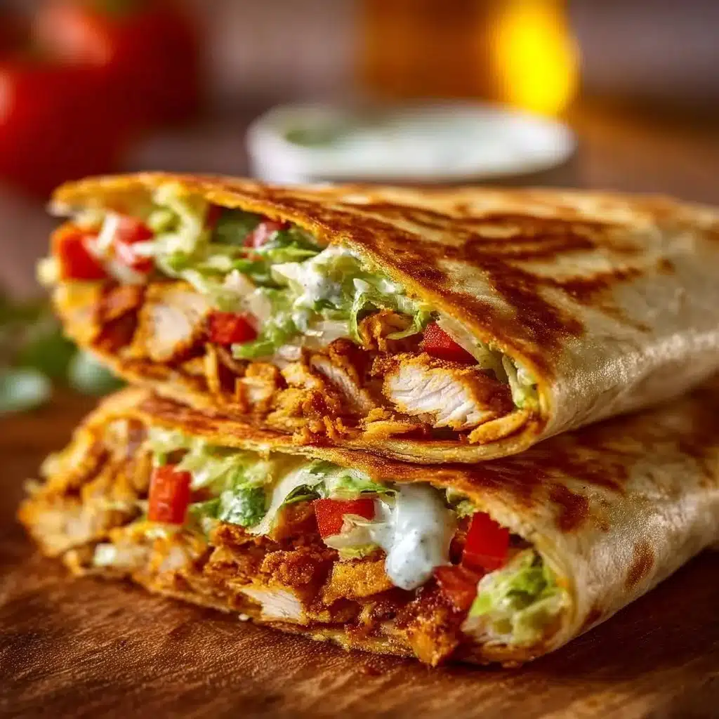 Homemade Chicken Crunch Wrap served with fresh ingredients and crispy texture