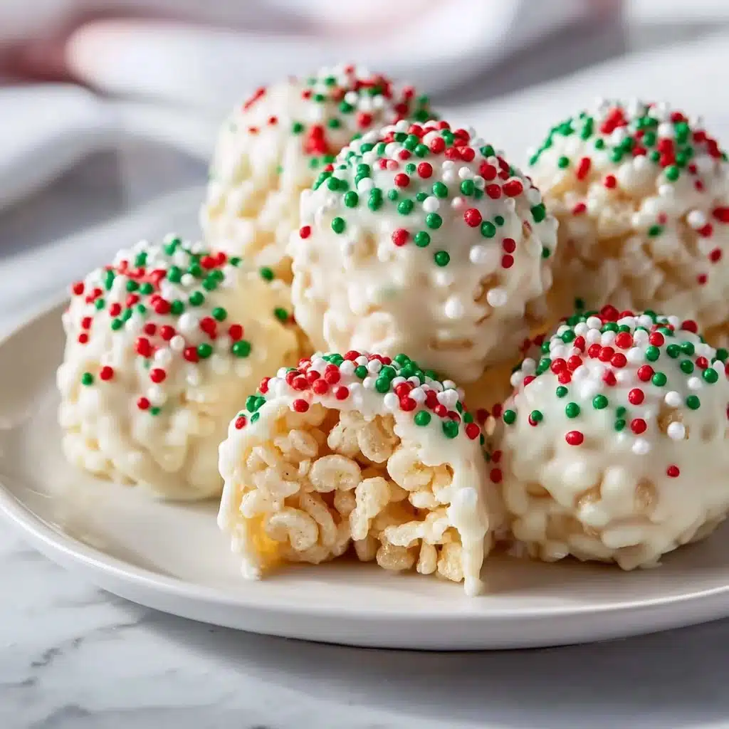 Christmas Rice Crispy Treats 3 Festive Christmas Rice Crispy Treats arranged on a holiday-themed platter