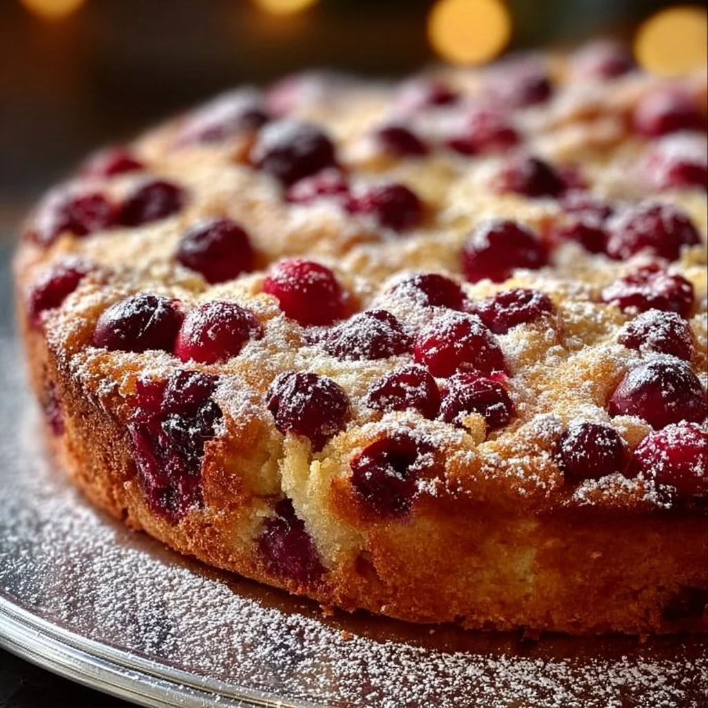 Cranberry Orange Breakfast Cake 3 Cranberry Orange Breakfast Cake with slices displayed on a rustic plate