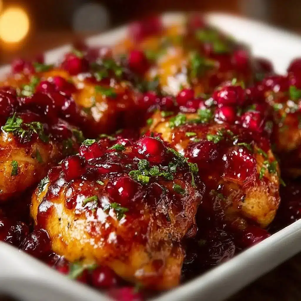 Cranberry Orange Glazed Chicken 3 Cranberry Orange Glazed Chicken served on a plate with fresh herbs