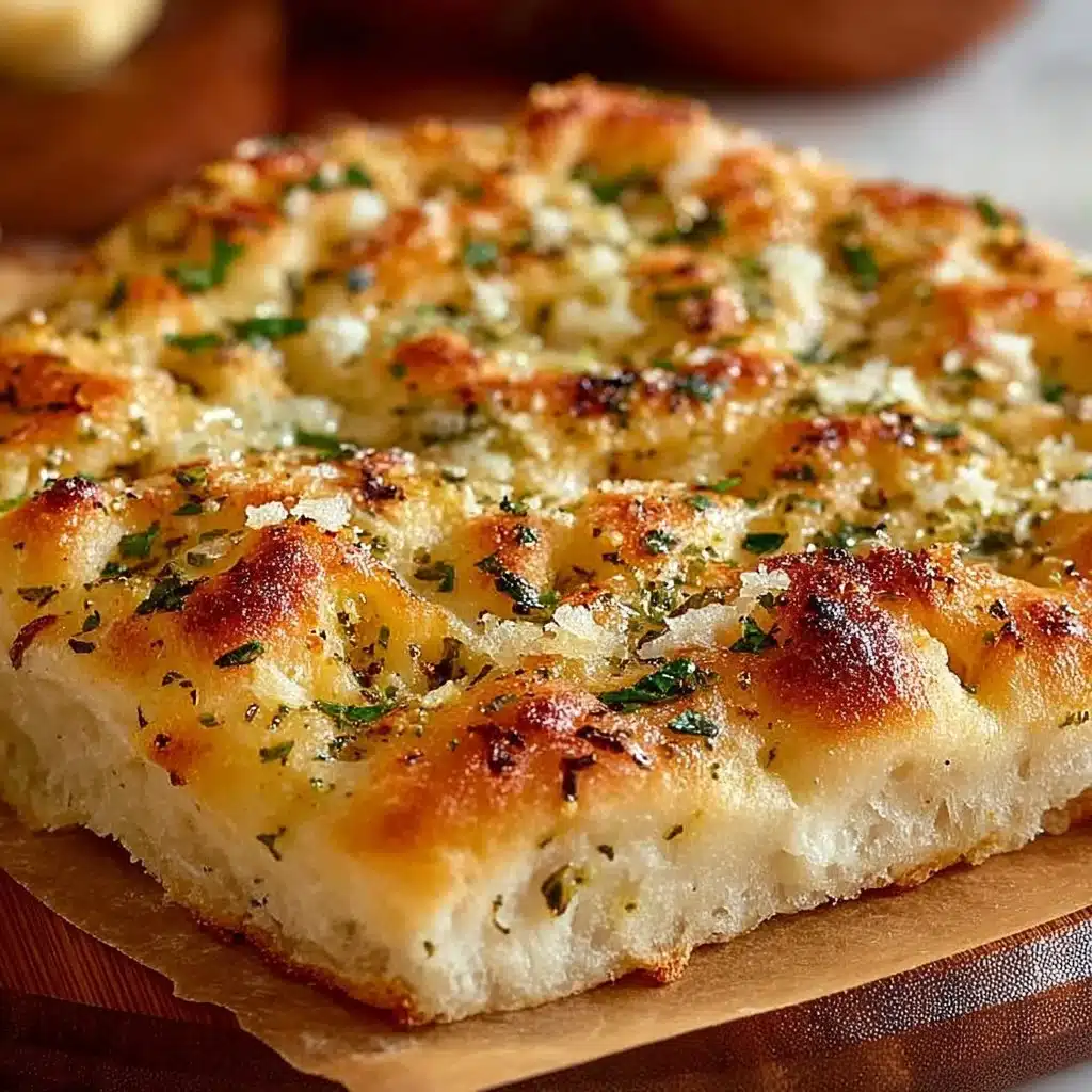 Easy homemade garlic parmesan focaccia bread fresh out of the oven