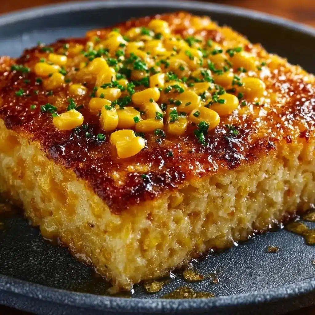 Honey Glazed Corn Casserole 3 Delicious honey glazed corn casserole served in a rustic dish