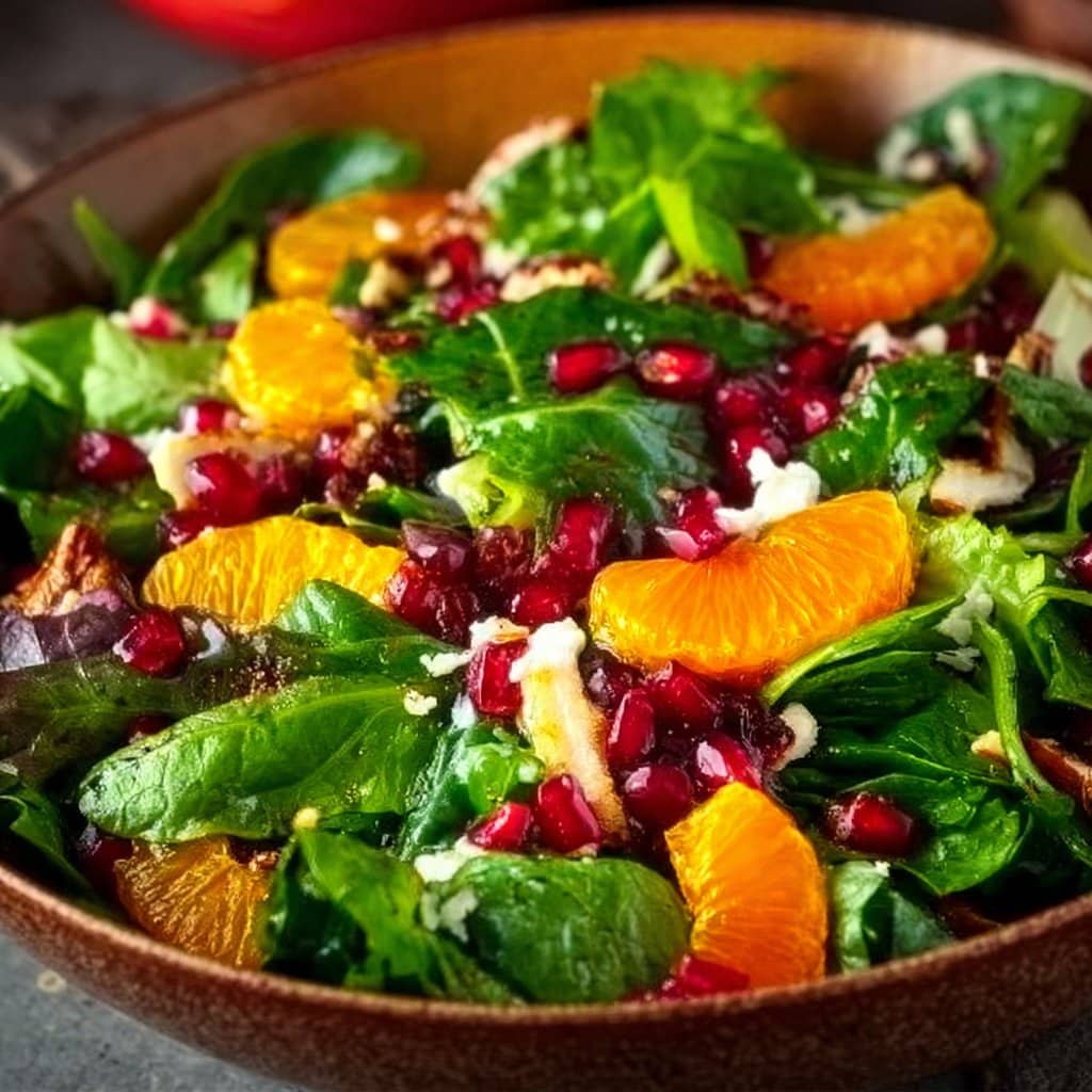 Spring Greens Salad with Mandarin Oranges and Pomegranate