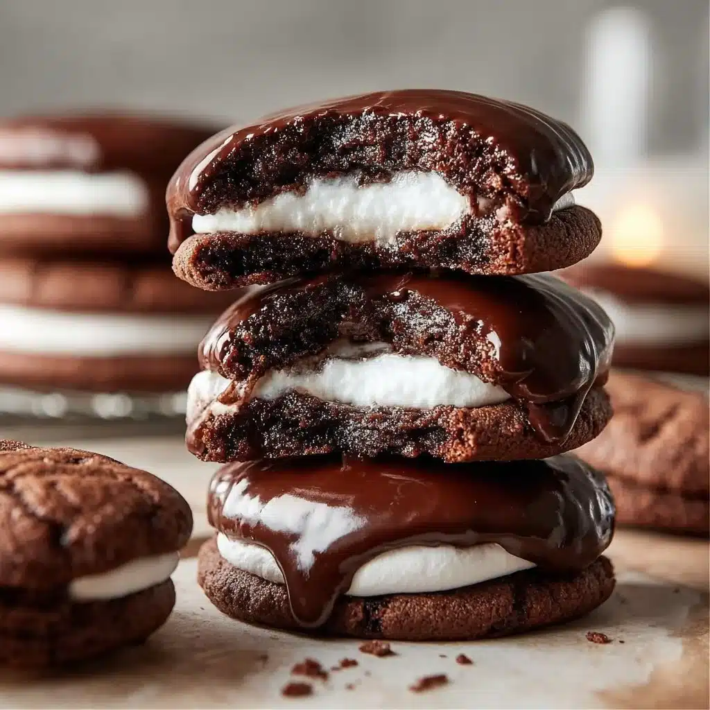 Delicious Marshmallow Hot Cocoa Surprise Cookies with melted chocolate and marshmallows.
