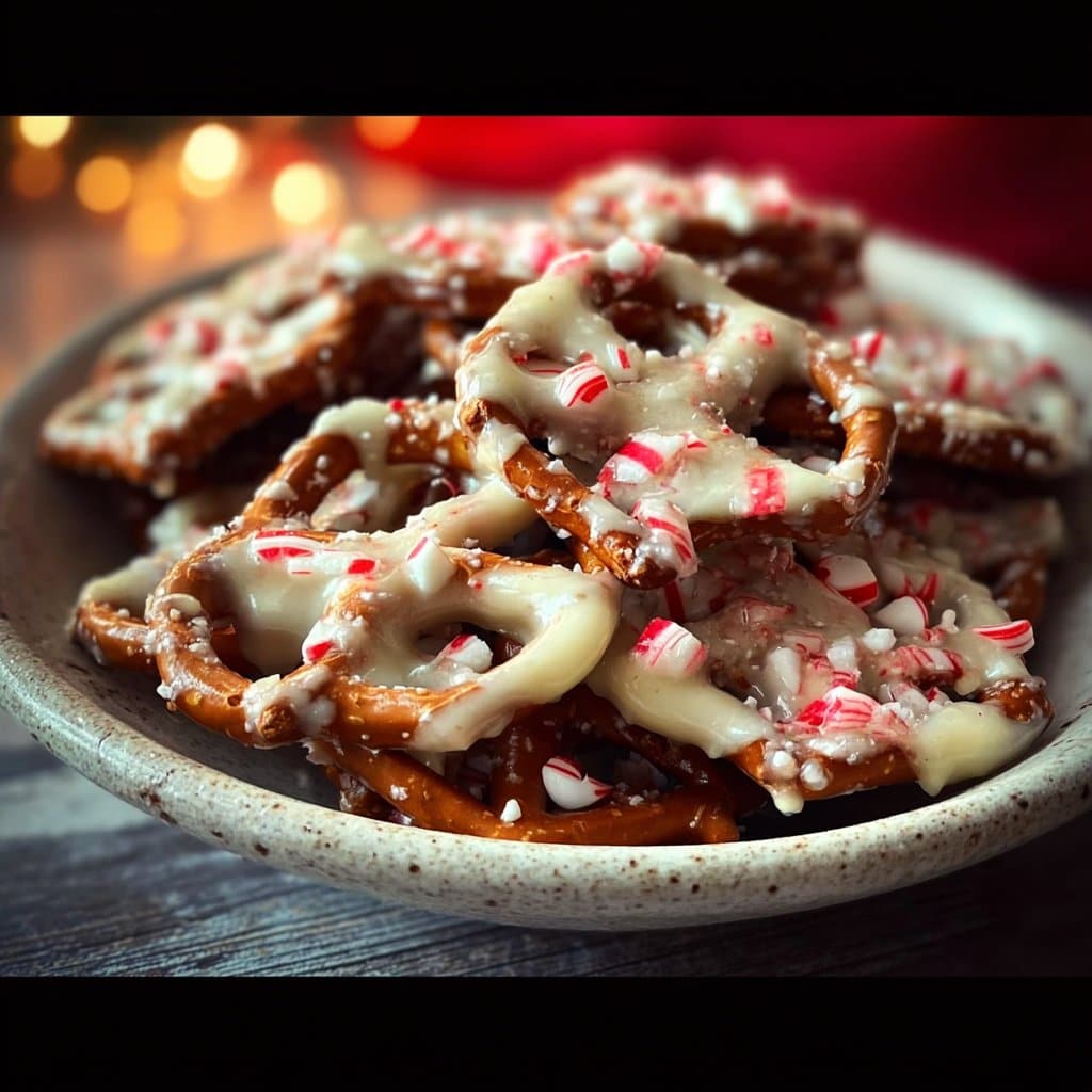 White Chocolate Peppermint Pretzel Crisps