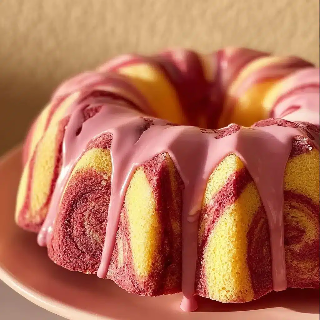 Delicious Strawberry Milkshake Pound Cake topped with fresh strawberries