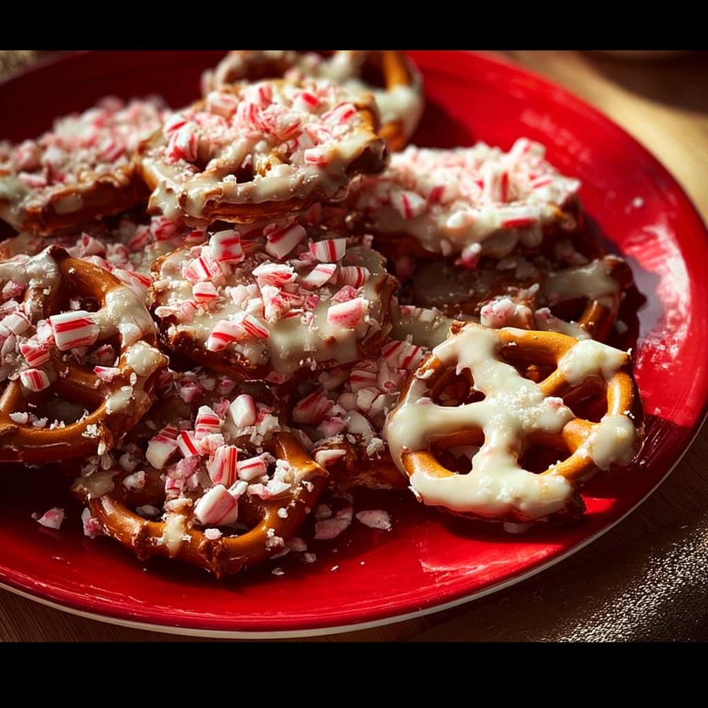 White Chocolate Peppermint Pretzel Crisps